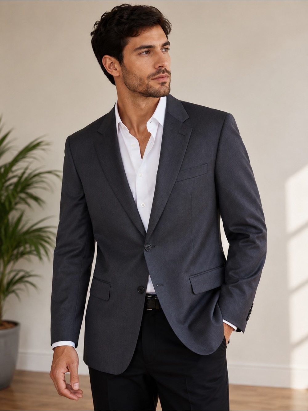 Burberrys Men’s 100% Pure Wool Blazer gray, 2 Button size:L approximate